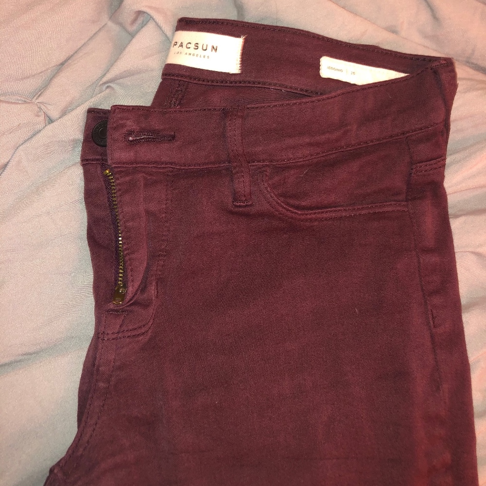 Pac Sun Maroon Jeggings Size 25